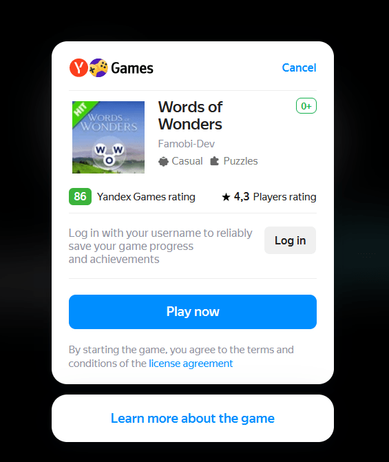 Yandex Games-Words Of wonders